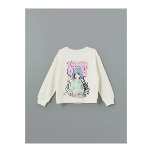 Bisiklet Yaka Baskılı Kız Çocuk Sweatshirt