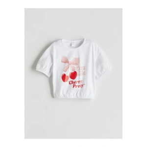 Bisiklet Yaka Baskılı Kız Çocuk Tişört