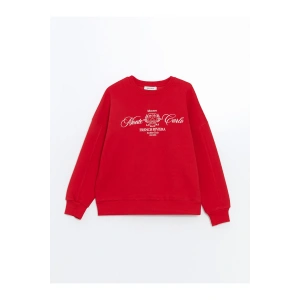 Bisiklet Yaka Baskılı Oversize Kadın Kalın Sweatshirt