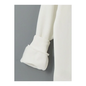 Bisiklet Yaka Baskılı Oversize Kadın Kalın Sweatshirt Tunik