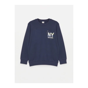 Bisiklet Yaka Baskılı Uzun Kollu Erkek Çocuk Tişört