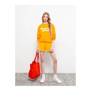 Bisiklet Yaka Baskılı Uzun Kollu Kadın Sweatshirt