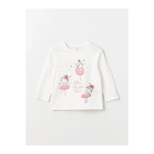 Bisiklet Yaka Baskılı Uzun Kollu Kız Bebek Tişört (S4)