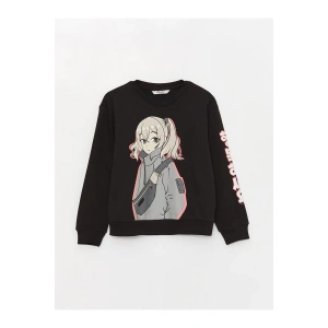 Bisiklet Yaka Baskılı Uzun Kollu Kız Çocuk Sweatshirt (W3)