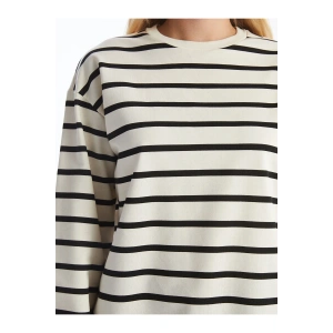 Bisiklet Yaka Çizgili Kadın Sweatshirt