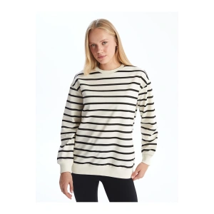 Bisiklet Yaka Cizgili Kadin Sweatshirt - W4ID62Z8