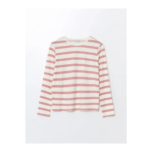 Bisiklet Yaka Çizgili Uzun Kollu Kız Çocuk Tişört