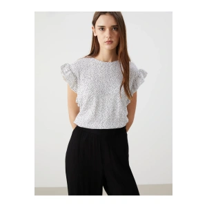 Bisiklet Yaka Desenli Kadın Bluz (S5)