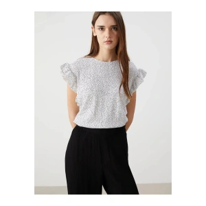 Bisiklet Yaka Desenli Kadın Bluz (S5)