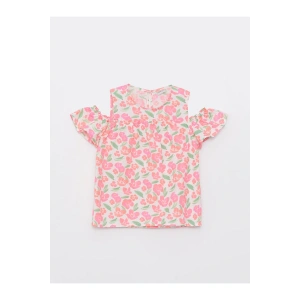 Bisiklet Yaka Desenli Poplin Kız Çocuk Bluz