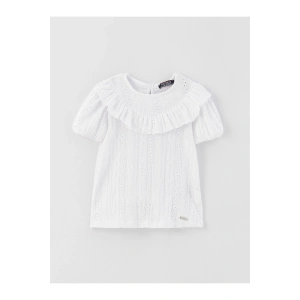 Bisiklet Yaka Fisto Detaylı Kısa Kollu Kız Çocuk Bluz