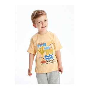 Bisiklet Yaka Kısa Kollu Baskılı Erkek Bebek Tişört