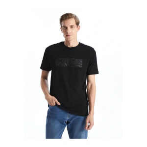 Bisiklet Yaka Kısa Kollu Baskılı Penye Erkek Tişört (S5)