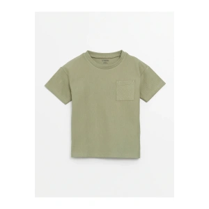 Bisiklet Yaka Kısa Kollu Dokulu Kumaş Basic Erkek Bebek Tişört