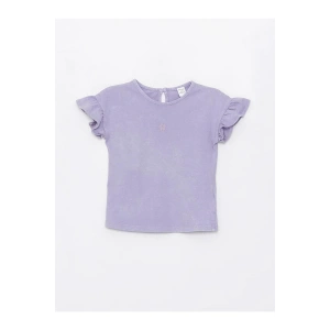 Bisiklet Yaka Nakışlı Kız Bebek Tişört