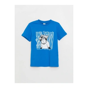 Bisiklet Yaka Nostaljik Maymun Baskılı Kısa Kollu Erkek Çocuk Tişört