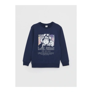 Bisiklet Yaka Nostaljik Maymun Baskılı Uzun Kollu Erkek Çocuk Sweatshirt