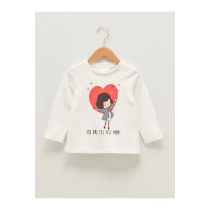 Bisiklet Yaka Uzun Kol Baskılı Kız Bebek Tişört