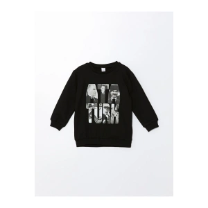 Bisiklet Yaka Uzun Kollu Atatürk Baskılı Erkek Bebek Sweatshirt
