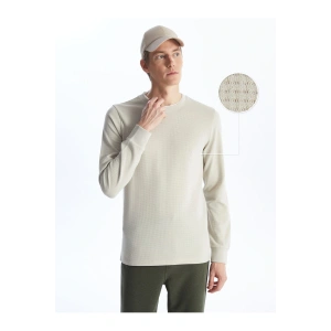 Bisiklet Yaka Uzun Kollu Erkek Dokulu Tişört