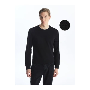 Bisiklet Yaka Uzun Kollu Erkek Dokulu Tişört