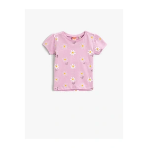 Çiçek Baskılı Kısa Kollu Tişört