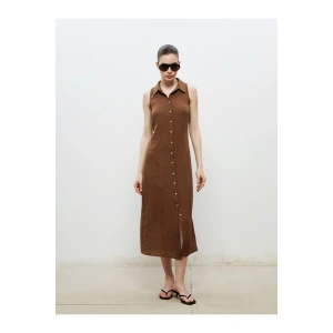 Dokulu Krep Gömlek Elbise
