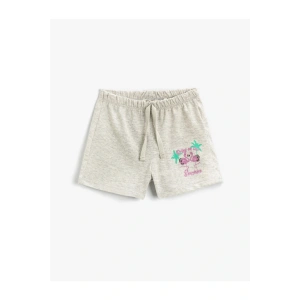 Flamingo Baskılı Şort Pamuklu Beli Bağcıklı