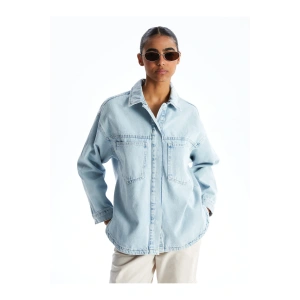 Gömlek Yaka Kadın Jean Ceket