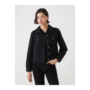 Gömlek Yaka Kadın Jean Ceket