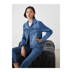 Gomlek Yaka Kadin Jean Ceket
