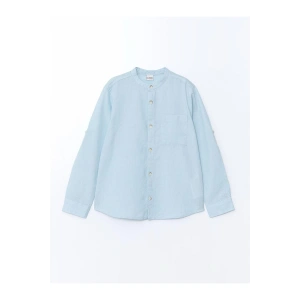 Hakim Yaka Keten Karışımlı Erkek Çocuk Gömlek