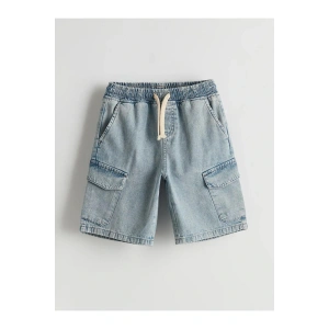 Indigo Beli Lastikli Erkek Çocuk Jean Şort