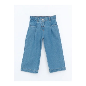 İndigo Beli Lastikli Kız Çocuk Jean Pantolon