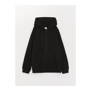 Kapüşonlu Basic Uzun Kollu Kız Çocuk Fermuarlı Sweatshirt