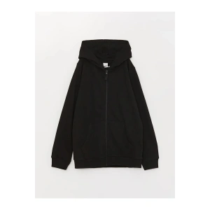 Kapüşonlu Basic Uzun Kollu Kız Çocuk Fermuarlı Sweatshirt
