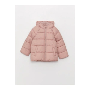 Kapüşonlu Uzun Kollu Basic Kız Bebek Fermuarlı Şişme Mont