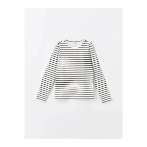 Kırmızı Baskılı Bisiklet Yaka Çizgili Uzun Kollu Kız Çocuk Tişört daymark