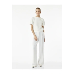 Kısa Kollu Bisiklet Yaka Fiyonk Detaylı Sweatshirt