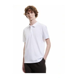 Kısa Kollu Pamuklu Pike Kumaş Polo Yaka Slim Fit Tişört