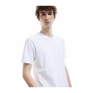 Kısa Kollu V Yaka Pamuklu Basic Erkek Slim Fit Tişört