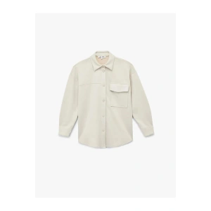 kol boyu Yeni Sezon Klasik Yaka Uzun Kollu Cep Detaylı Oversize Düğmeli Gömlek Ceket