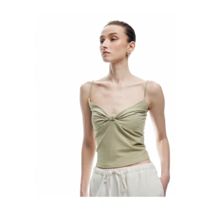 Kolsuz Düğüm Detaylı İnce Askılı Bluz