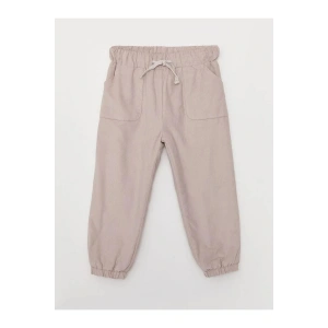 LCW baby Bej Beli Lastikli Basic Kız Bebek Jogger Pantolon