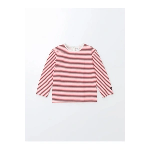 LCW baby Bisiklet Yaka Çizgili Kız Bebek Tişört