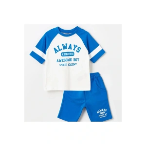 LCW baby Bisiklet Yaka Kısa Kollu Baskılı Erkek Bebek Tişört ve Şort 2li Takım