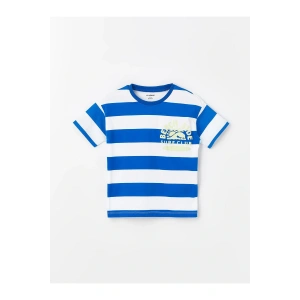 LCW baby Bisiklet Yaka Kısa Kollu Çizgili Erkek Bebek Tişört