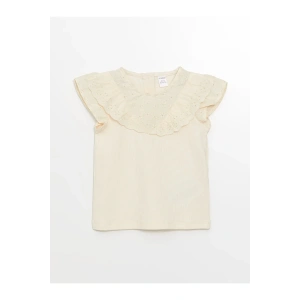 LCW baby Bisiklet Yaka Kısa Kollu Kız Bebek Tişört lcw