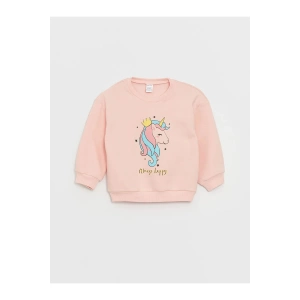 LCW baby Bisiklet Yaka Uzun Kollu Baskılı Kız Bebek Sweatshirt