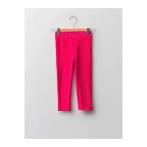 LCW baby Fuşya Beli Lastikli Basic Kadife Kız Bebek Tayt